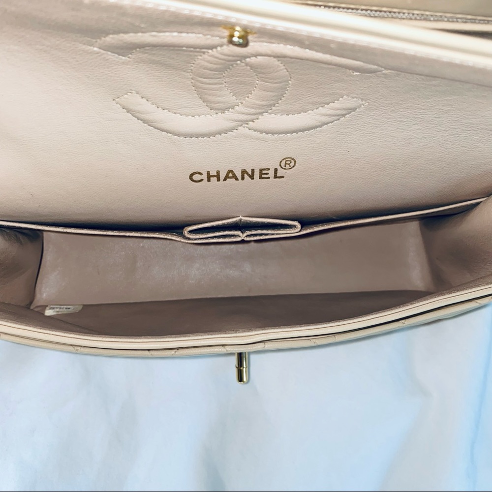 SOLD - Chanel Beige Classic Quilted Medium Double Flap Bag - Picture 11 of 12